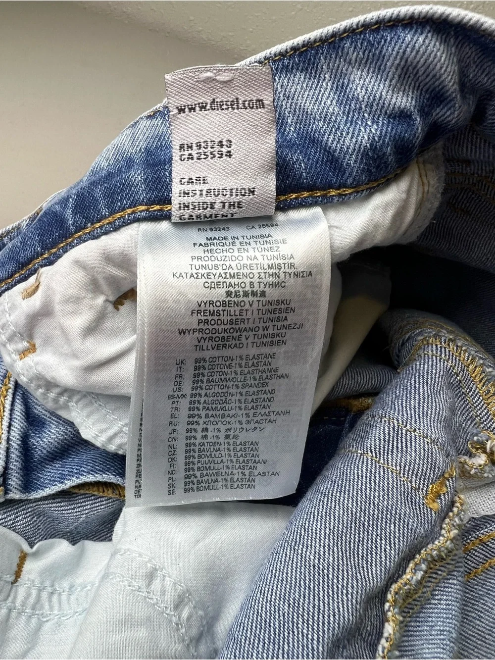 Diesel D-Strukt Slim Fit 29X32 Men’s Light Wash Blue  Jeans